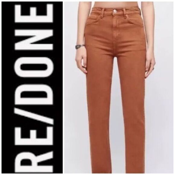 RE/DONE NWOT - L Sz 26 70’s Straight Leg Jeans in Washed Terracotta - Picture 1 of 16